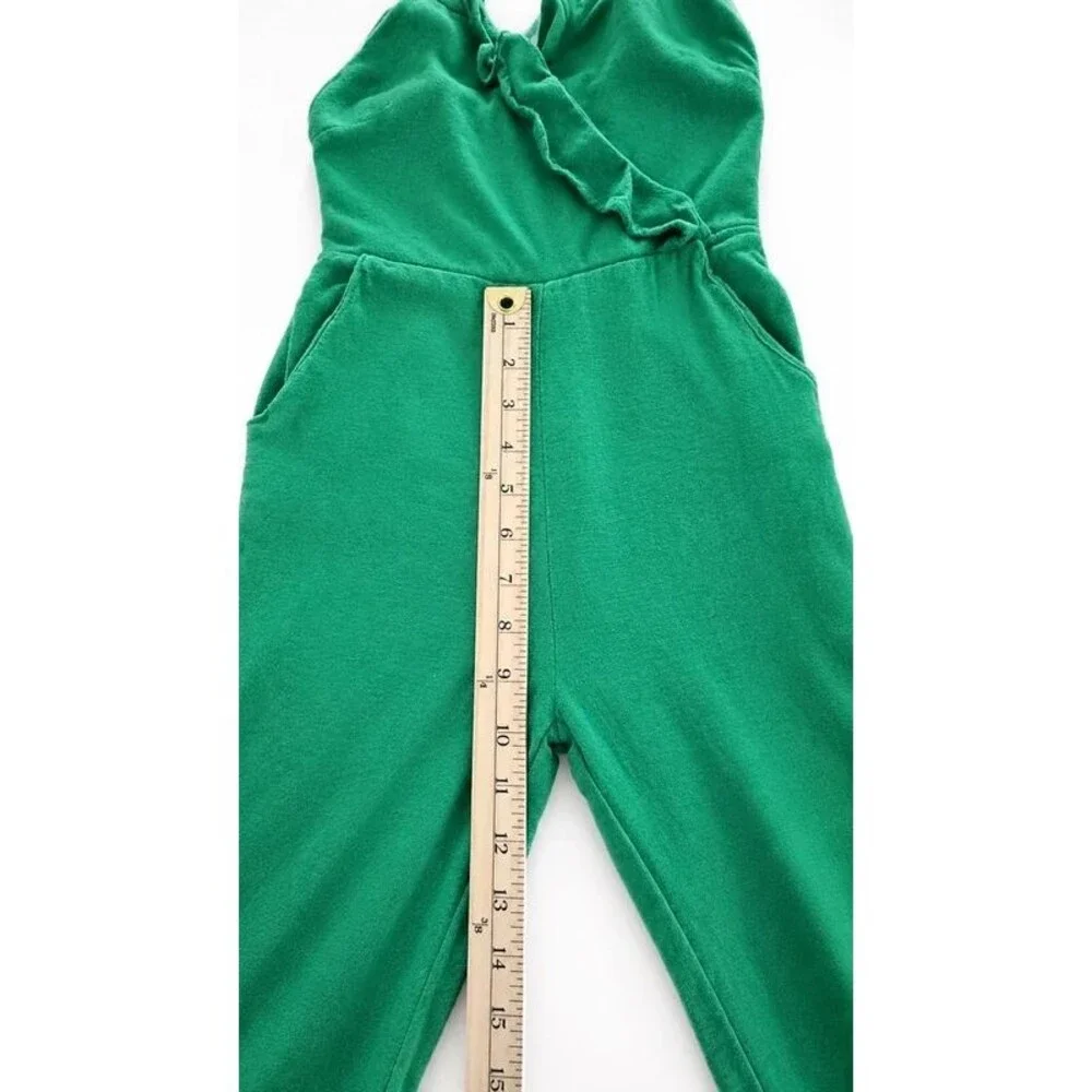 GB Girls Green Ruffle Wrap Jumpsuit Size 7 Wide Leg Adjustable Straps